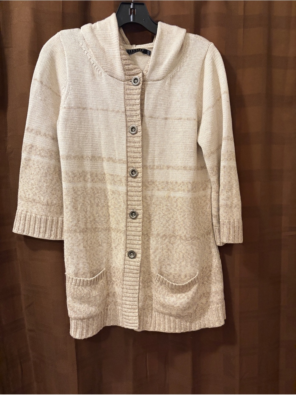 Peruvian Connection Pima Cotton  Sweater with Hood size Small